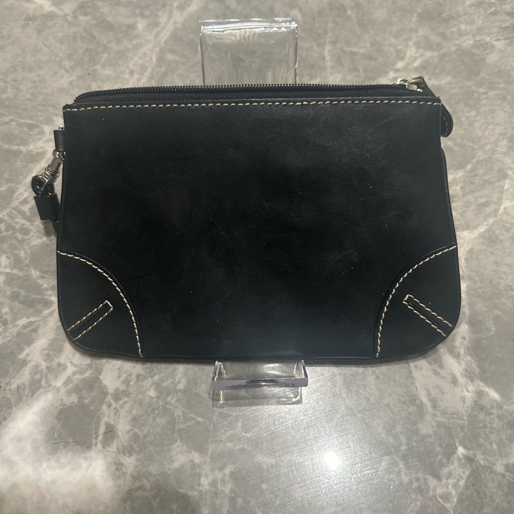 Franklin Covey Black Leather pouch Wristlet Mini Bag $200